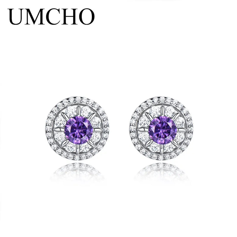 925 Silver Amethyst Clip Earrings Wedding Engagement Jewelry