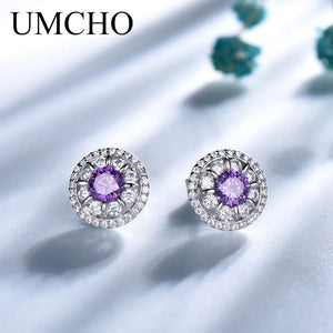 925 Silver Amethyst Clip Earrings Wedding Engagement Jewelry