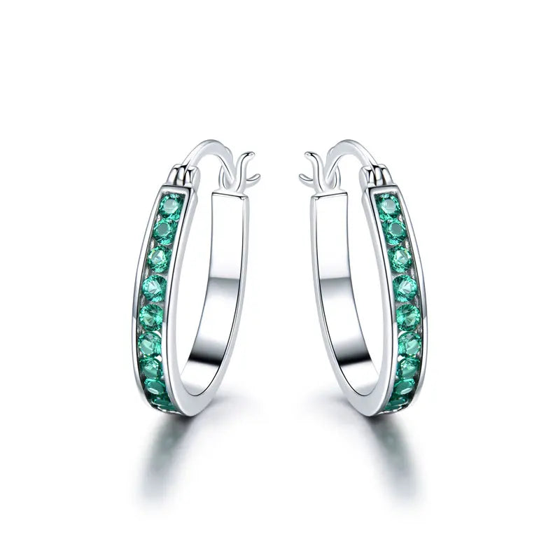 925 Sterling Silver Emerald Clip Earrings Wedding Engagement Fine Jewelry
