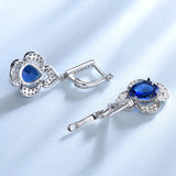 925 Silver Clip Earrings Created Sapphire Wedding Engagement Earrings