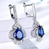 925 Silver Clip Earrings Created Sapphire Wedding Engagement Earrings
