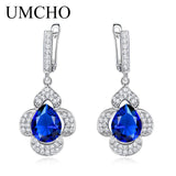 925 Silver Clip Earrings Created Sapphire Wedding Engagement Earrings
