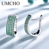 925 Silver Nano Emerald Christmas Clip Earrings for Girls Gift Jewelry
