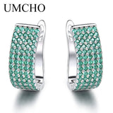 925 Silver Nano Emerald Christmas Clip Earrings for Girls Gift Jewelry