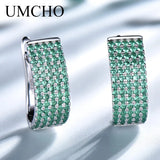925 Silver Nano Emerald Christmas Clip Earrings for Girls Gift Jewelry