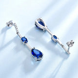 925 Silver Geometric Nano Sapphire Drop Earrings for Women