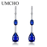 925 Silver Geometric Nano Sapphire Drop Earrings for Women
