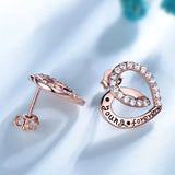 925 Silver Earrings Rose Heart CZ Wedding Party Gift