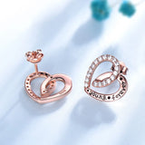 925 Silver Earrings Rose Heart CZ Wedding Party Gift
