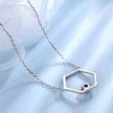 925 Silver Geometric Amethyst Pendant for Women
