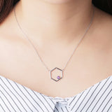 925 Silver Geometric Amethyst Pendant for Women