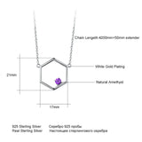 925 Silver Geometric Amethyst Pendant for Women