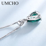 925 Silver Nano Emerald Green Pendant Necklace Romantic Wedding