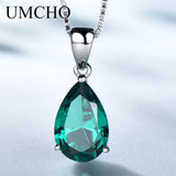 925 Silver Nano Emerald Green Pendant Necklace Romantic Wedding
