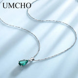 925 Silver Nano Emerald Green Pendant Necklace Romantic Wedding