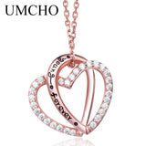 925 Sterling Silver Rose Heart Pendant Necklace for Women