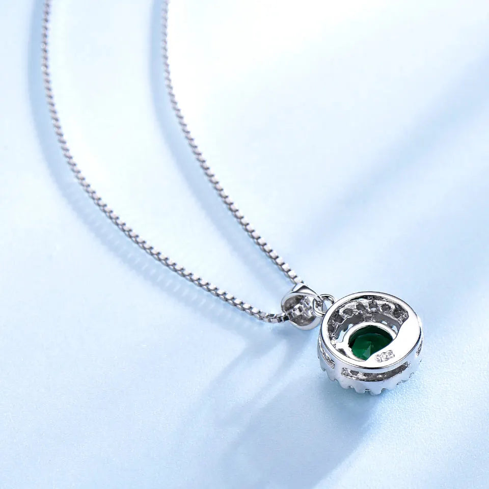 925 Silver Pendant Necklace Vintage Emerald Pendant