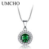 925 Silver Pendant Necklace Vintage Emerald Pendant