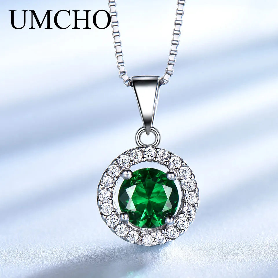 925 Silver Pendant Necklace Vintage Emerald Pendant