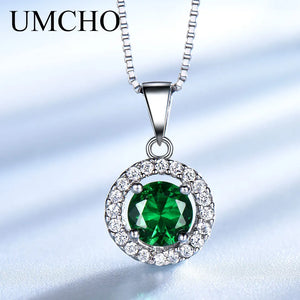 925 Silver Pendant Necklace Vintage Emerald Pendant