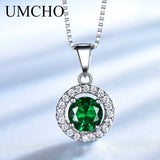 925 Silver Pendant Necklace Vintage Emerald Pendant