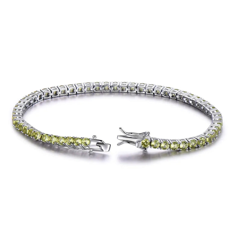 925 Silver Peridot Tennis Bracelet Women's Party Gift