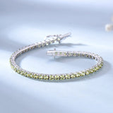 925 Silver Peridot Tennis Bracelet Women's Party Gift