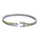 925 Silver Peridot Tennis Bracelet Women's Party Gift