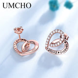 925 Silver Heart Stud Earrings for Mom Anniversary Gift