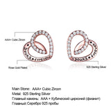 925 Silver Heart Stud Earrings for Mom Anniversary Gift