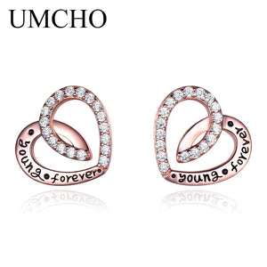 925 Silver Heart Stud Earrings for Mom Anniversary Gift