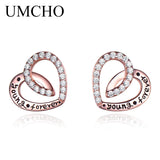 925 Silver Heart Stud Earrings for Mom Anniversary Gift