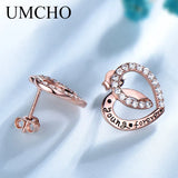 925 Silver Heart Stud Earrings for Mom Anniversary Gift
