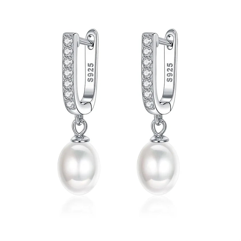 925 Silver Women's Pearl Stud Earrings Jewelry Party Gift