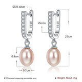 925 Silver Women's Pearl Stud Earrings Jewelry Party Gift
