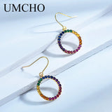 925 Silver Round Drop Earrings Romantic Kpop Wedding Gift
