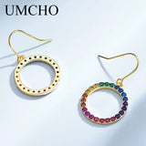 925 Silver Round Drop Earrings Romantic Kpop Wedding Gift