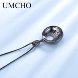 925 Sterling Silver Punk Gemstone Pendant Necklace for Women