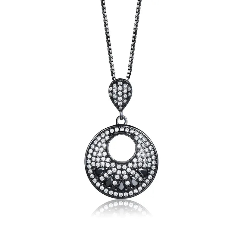 925 Sterling Silver Punk Gemstone Pendant Necklace for Women