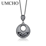 925 Sterling Silver Punk Gemstone Pendant Necklace for Women