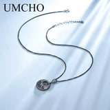925 Sterling Silver Punk Gemstone Pendant Necklace for Women