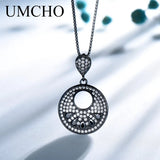 925 Sterling Silver Punk Gemstone Pendant Necklace for Women
