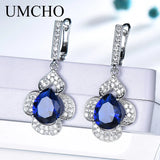 Sapphire Drop Earrings 925 Sterling Silver Romantic Gift Jewelry