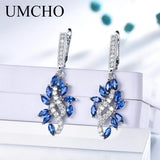 Sapphire Drop Earrings 925 Sterling Silver September Birthday Gift