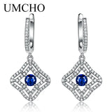 Sapphire Long Clip Earrings Real 925 Silver Jewelry Gemstone Accessories