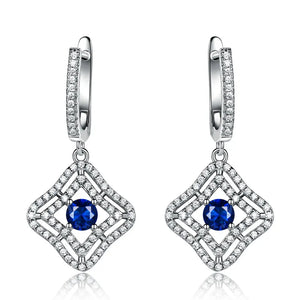 Sapphire Long Clip Earrings Real 925 Silver Jewelry Gemstone Accessories