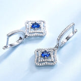 Sapphire Long Clip Earrings Real 925 Silver Jewelry Gemstone Accessories