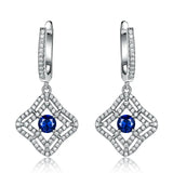 Sapphire Long Clip Earrings Real 925 Silver Jewelry Gemstone Accessories