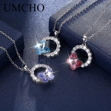 Pink Purple Crystal Butterfly Necklace 925 Sterling Silver Women Wedding Gift