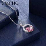 Pink Purple Crystal Butterfly Necklace 925 Sterling Silver Women Wedding Gift